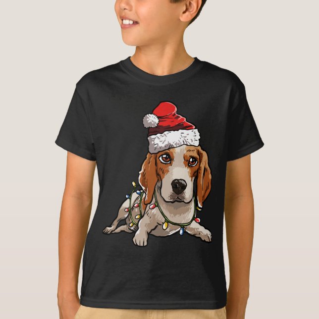 Camiseta Cute Beagle Santa Christmas Tree Enfoca Navidad (Anverso)