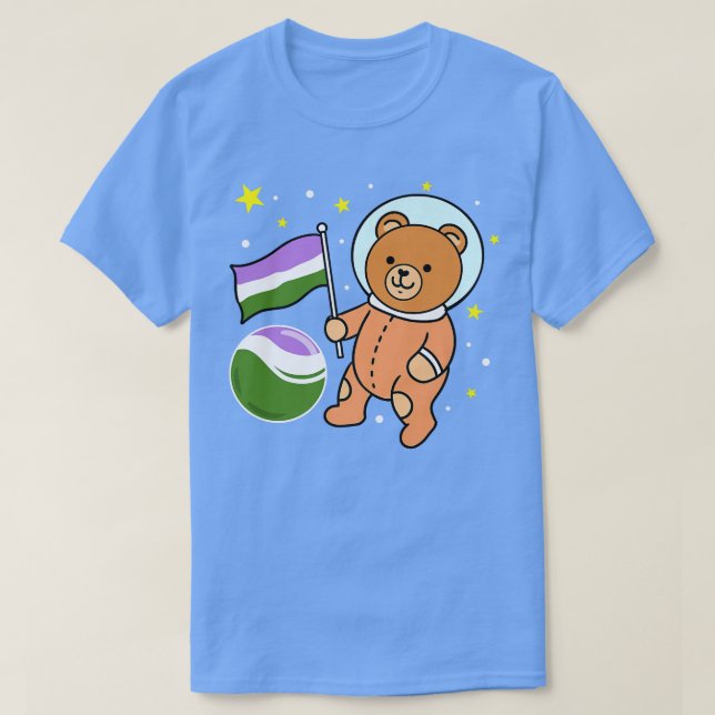 Camiseta Cute Bear Astronaut Genderqueer Pride  (Diseño del anverso)
