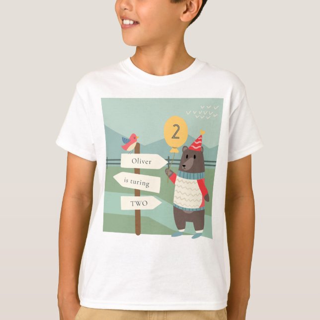Camiseta Cute Bear Bear Milestone Mountain Cualquier Cumple (Anverso)
