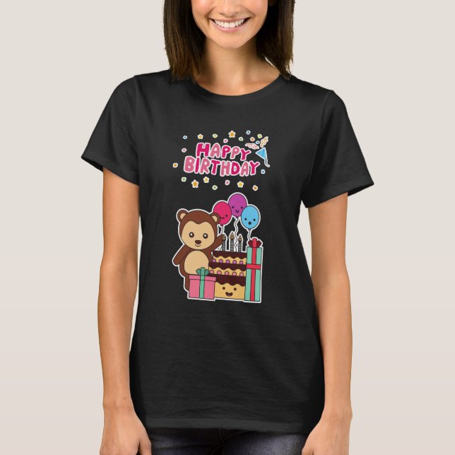 Camiseta Cute Bear Birthday Celebration - Adorable Cartoon  (Anverso)