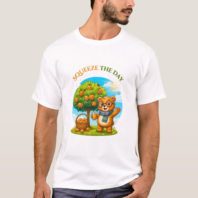 Camiseta Cute Bear & Orange Tree - Squeeze The Day Illustra (Anverso)