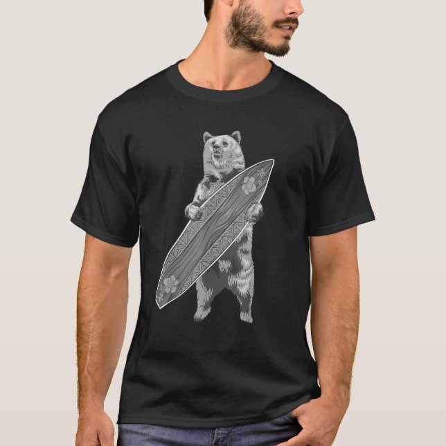 Camiseta Cute Bear Surf Board Gracioso Regalo De Surf Para  (Anverso)