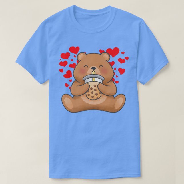 Camiseta Cute Bear Tea Bubble Tea Anime Japanese Girl Teen  (Diseño del anverso)
