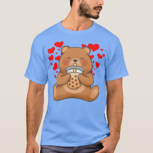 Camiseta Cute Bear Tea Bubble Tea Anime Japanese Girl Teen 