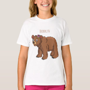 Camiseta Cute bear with flower cartoon illustration