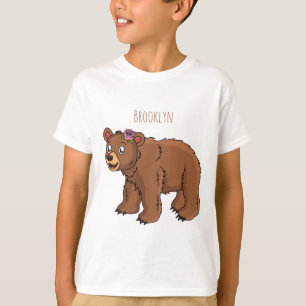 Camiseta Cute bear with flower cartoon illustration