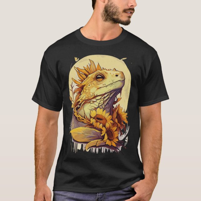 Camiseta Cute Bearded Dragon Sunflower Reptile Lizard (Anverso)