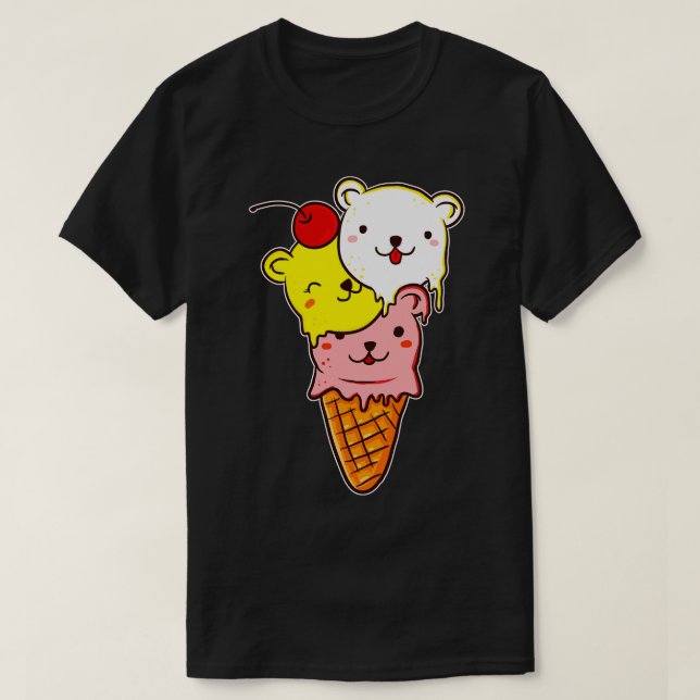 Camiseta Cute Bears Ice Cream Cone (Diseño del anverso)