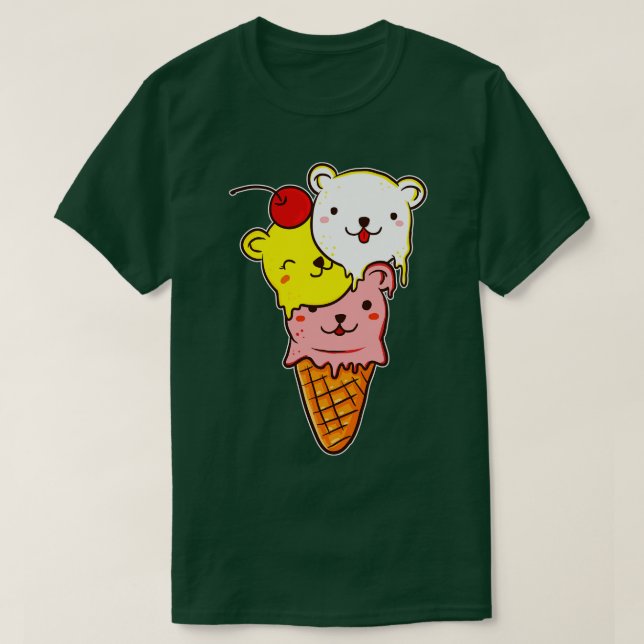 Camiseta Cute Bears Ice Cream Cone (Diseño del anverso)