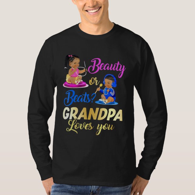 Camiseta Cute Beauty Or Beat Grandpa Loves You  Gender Reve (Anverso)