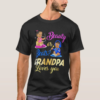 Camiseta Cute Beauty Or Beat Grandpa Loves You  Gender Reve