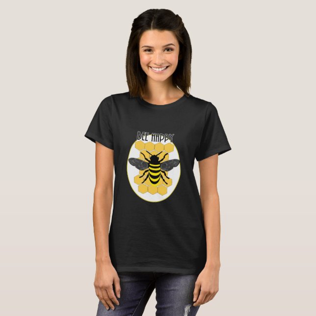 Camiseta Cute Bee Happy Fun Honeycomb Bumble Bee Graphic (Anverso completo)