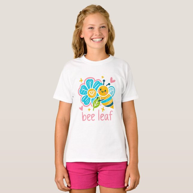 Camiseta Cute Bee Leaf l Pun Crayon little sister's gift (Anverso completo)
