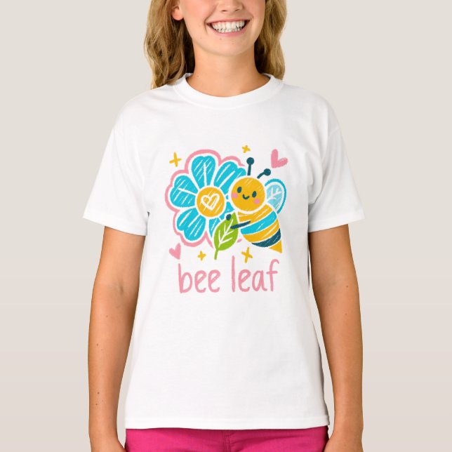 Camiseta Cute Bee Leaf l Pun Crayon little sister's gift (Anverso)