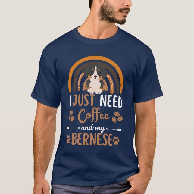 Camiseta Cute bernese mountain dog coffee dog cafe kawaii g (Anverso)