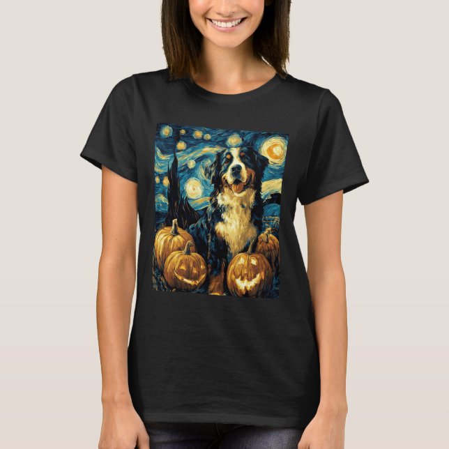 Camiseta Cute Bernese mountain Dog Halloween Jack O Lantern (Anverso)