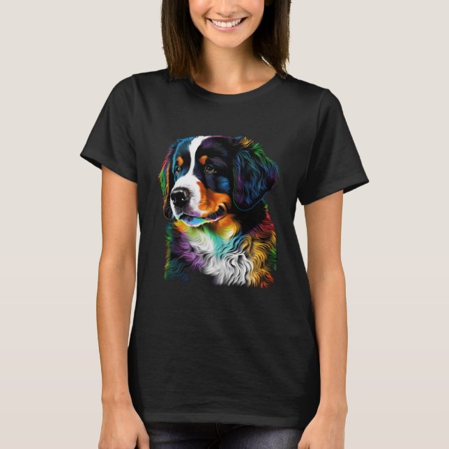 Camiseta Cute Bernese Mountain Dog Puppy  Unique Artistic (Anverso)