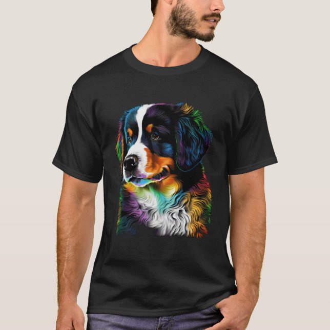 Camiseta Cute Bernese Mountain Dog Puppy  Unique Artistic (Anverso)