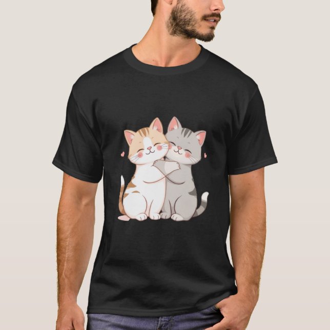 Camiseta Cute Best Friend Kittens Hugging Love Art ✨🐾💕 (Anverso)