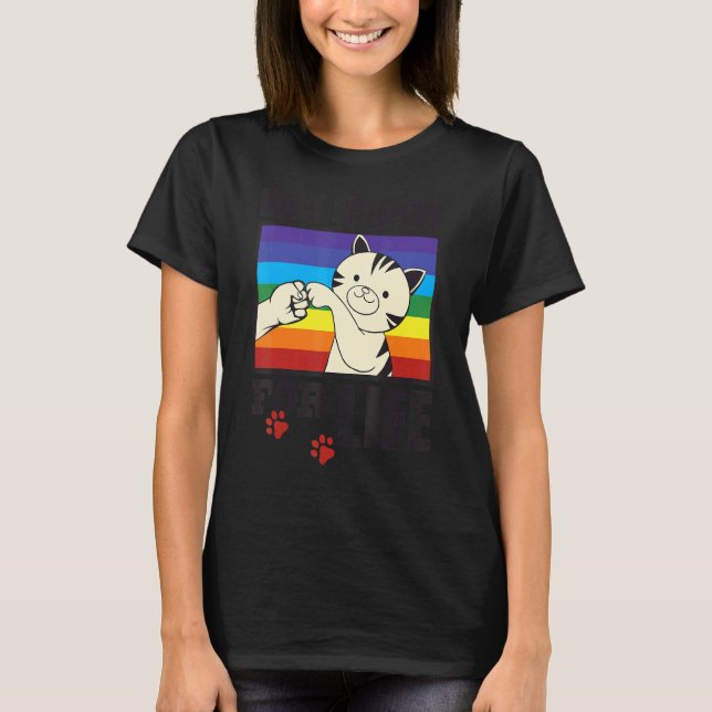 Camiseta Cute Best Friends For Life Fist Bumping Cat Rainbo (Anverso)