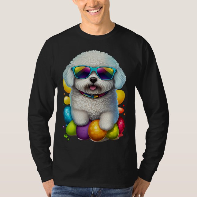 Camiseta Cute Bichon Frise Easter Eggs Dog Costume Womens M (Anverso)