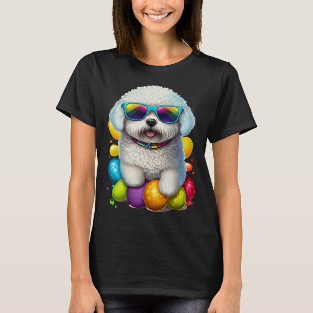 Camiseta Cute Bichon Frise Easter Eggs Dog Costume Womens M (Anverso)