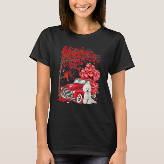 Camiseta Cute Bichon Frise Valentine Tree - Dogs Hearts Tre (Anverso)