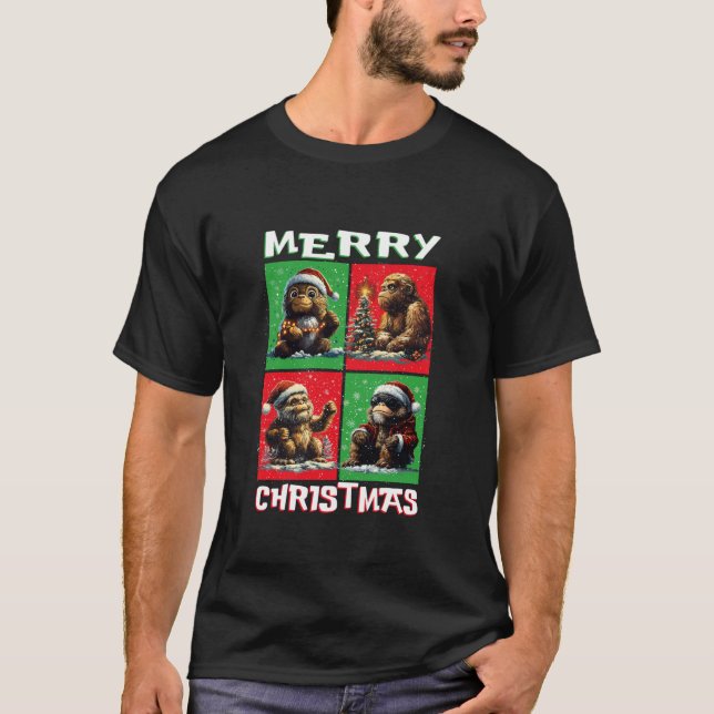 Camiseta Cute Bigfoot Santa Animals Amo Feliz Navidad T (Anverso)