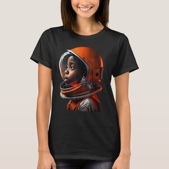 Camiseta Cute Black Boy Wearing Spacesuit (Anverso)