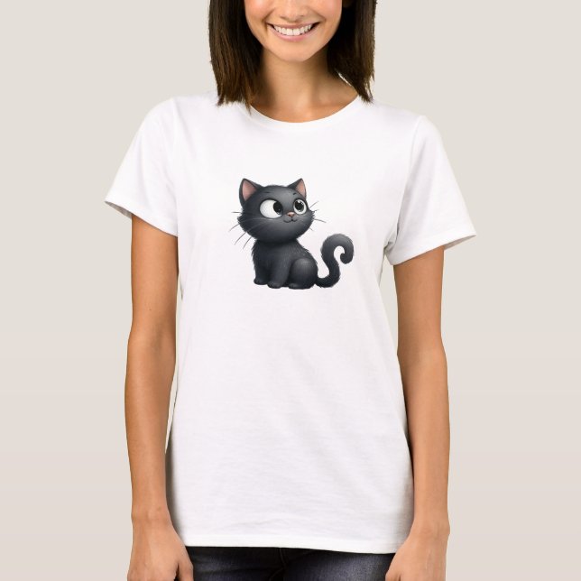 Camiseta Cute Black Cat (Anverso)