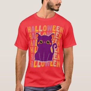 Camiseta Cute Black Cat 70's 80s estilo retro vintage Hallo