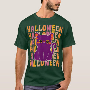 Camiseta Cute Black Cat 70's 80s estilo retro vintage Hallo