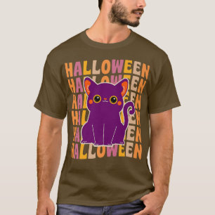 Camiseta Cute Black Cat 70's 80s estilo retro vintage Hallo