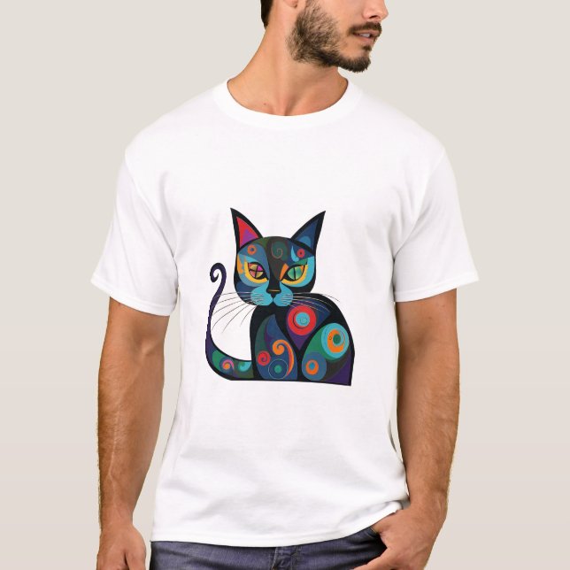 Camiseta cute black cat design  (Anverso)