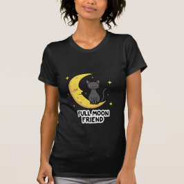 Camiseta Cute Black Cat on Moon - Full Moon Friend