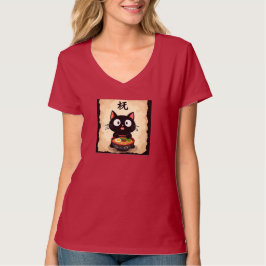 Camiseta Cute Black Cat Ramen – Arte de Fideos Japoneses Ka