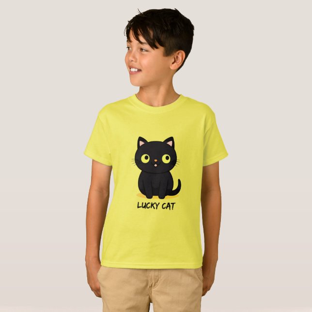 Camiseta Cute Black Cat with Big Eyes (Anverso completo)