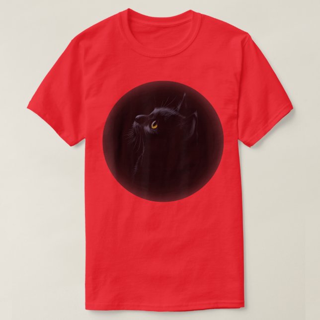 Camiseta Cute Black Cat Yellow Eyes Shadowed Moon Cat  (Diseño del anverso)