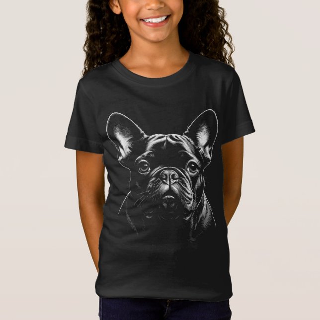 Camiseta Cute Black French Bulldog Frenchie Puppy Girls (Anverso)