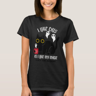 Camiseta Cute Black Kitty Witchen Con Ghosts Black Magic