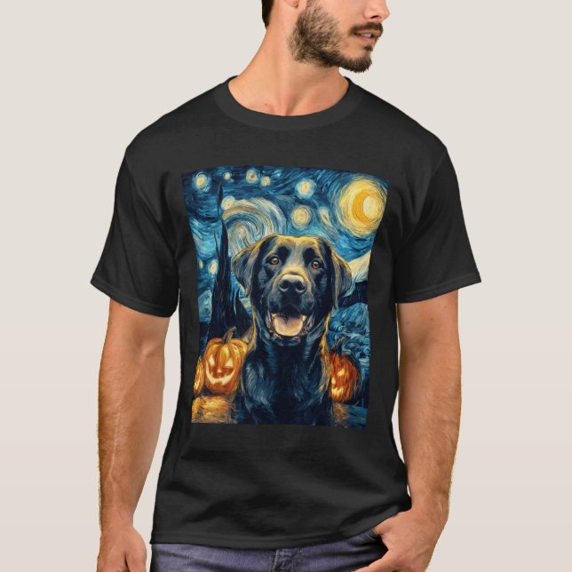Camiseta Cute Black Labrador Dog Halloween Jack O Lantern P (Anverso)