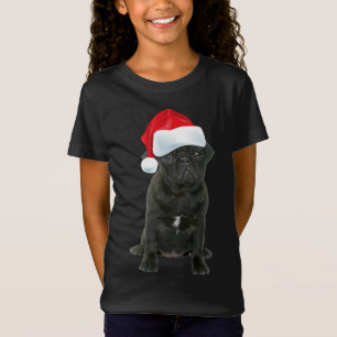 Camiseta Cute Black Pug Santa Hat graciosos Navidades coinc