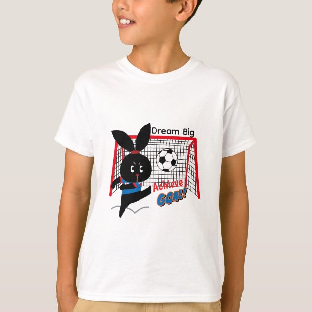 Camiseta Cute Black Rabbit Soccer Player Design (Anverso)