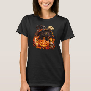 Camiseta Cute Black Witch Cat on Pumpkin