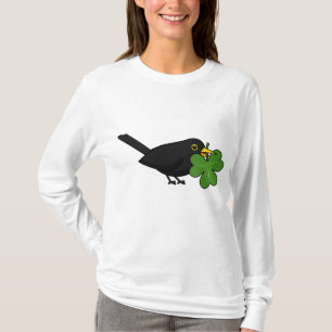 Camiseta Cute Blackbird con Shamrock Clover Personalizado