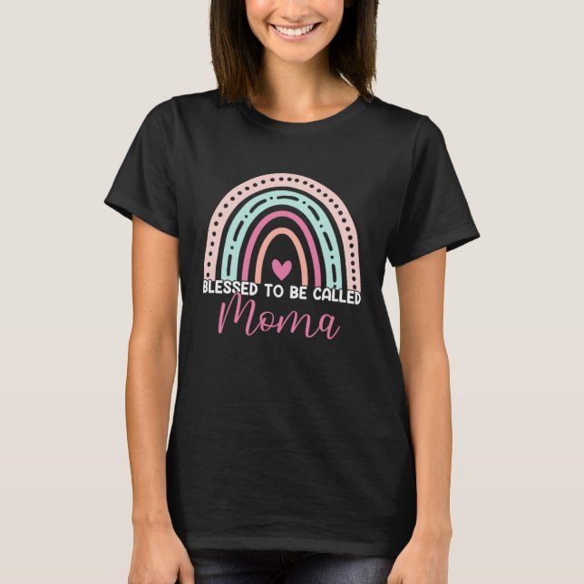 Camiseta Cute Blessed To Be Called Moma Rainbow Mom Grandma (Anverso)