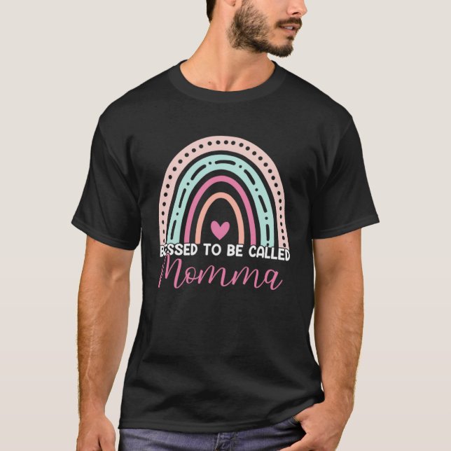 Camiseta Cute Blessed To Be Called Momma Rainbow Mom Grandm (Anverso)