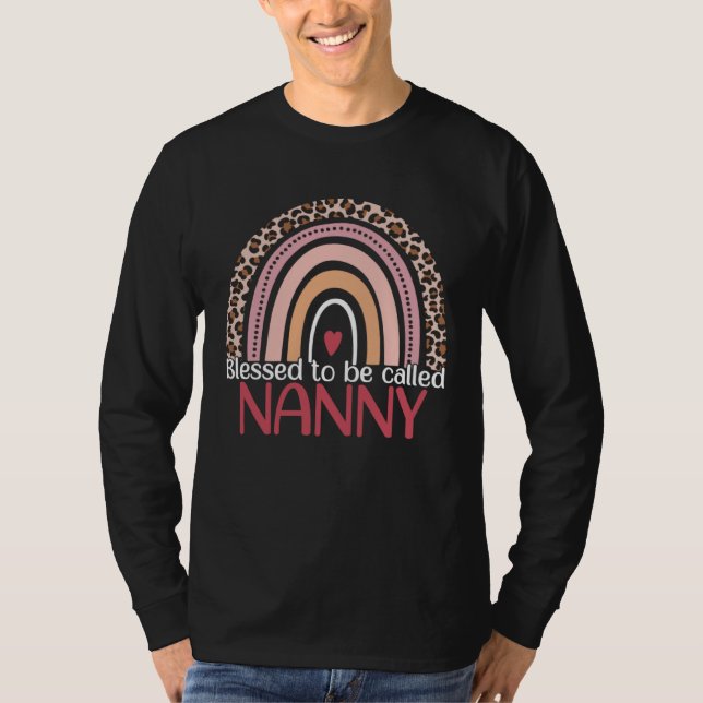 Camiseta Cute Blessed To Be Called Nanny Rainbow Leopard Mo (Anverso)