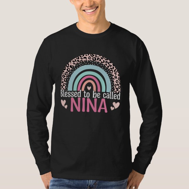 Camiseta Cute Blessed To Be Called Nina Boho Rainbow Leopar (Anverso)