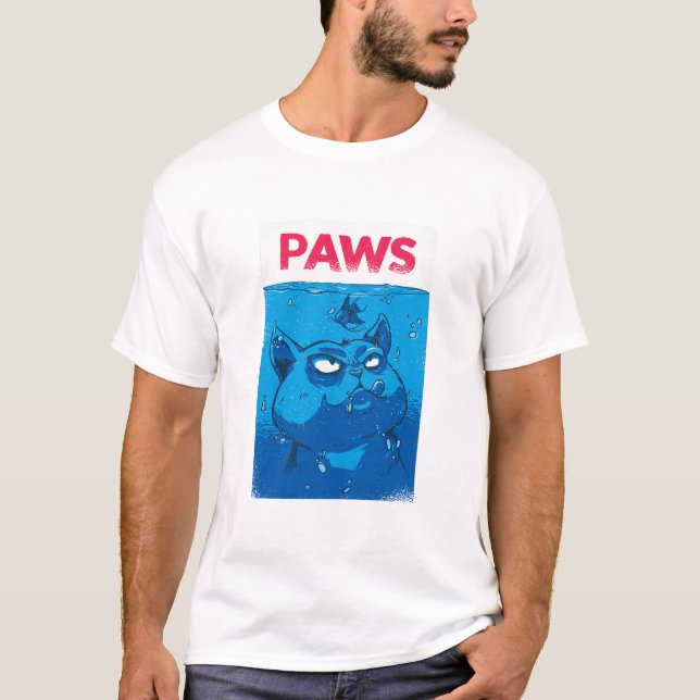 Camiseta Cute Blue Cat “Paws” Funny Cat Lover T-Shirt (Anverso)
